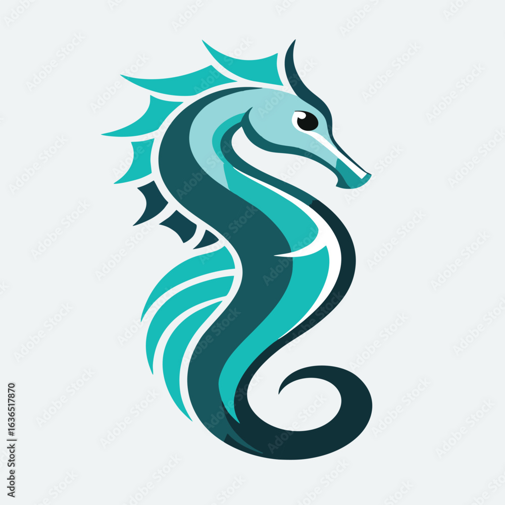 Fototapeta premium design logo vector icon illustration mascot seahorse