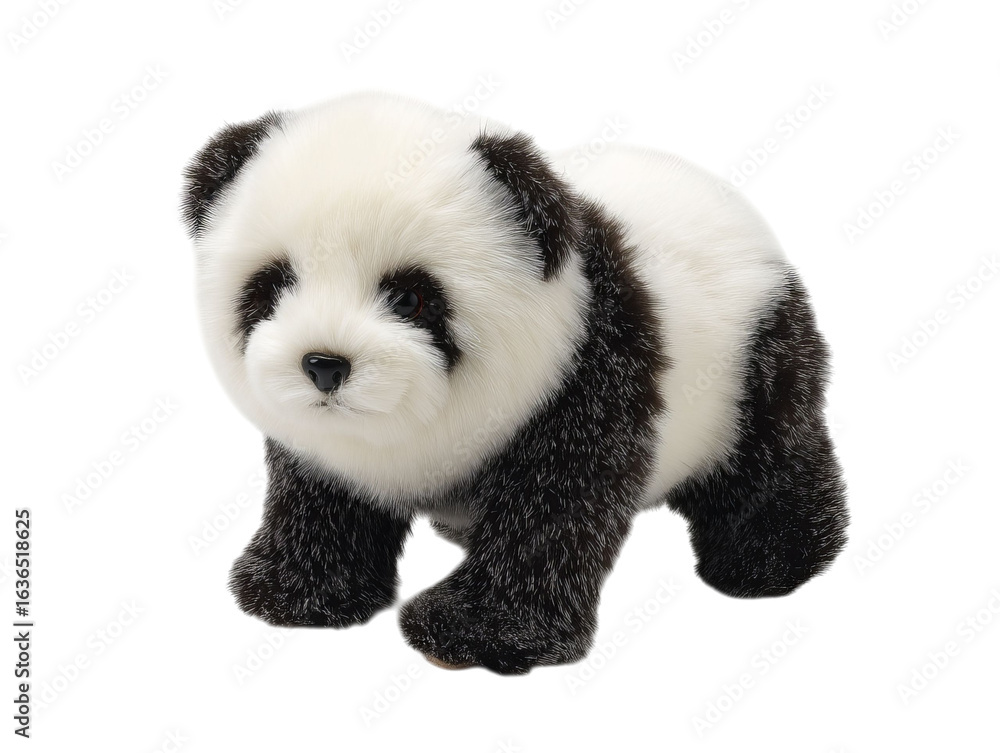 Obraz premium PNG of Adorable stuffed panda toy with distinct black and white fur, designed for children and collectors. - on Transparent or White BG