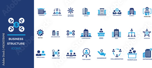 Business Structure Icon Set Company, Team, and Organization