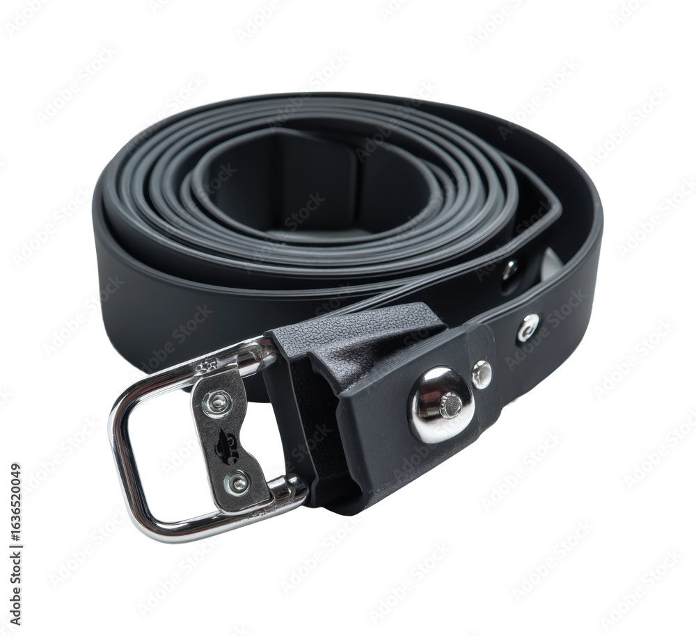 Obraz premium Durable black belt for work and play fashion accessories and use isolated on transparent background, png