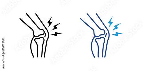 Knee pain icon vector isolated on white background. knee, joint, pain, inflammation, discomfort, bone, health, medical, injury, arthritis, ache symbol