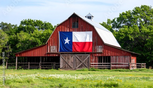 Red barn with Texas flag