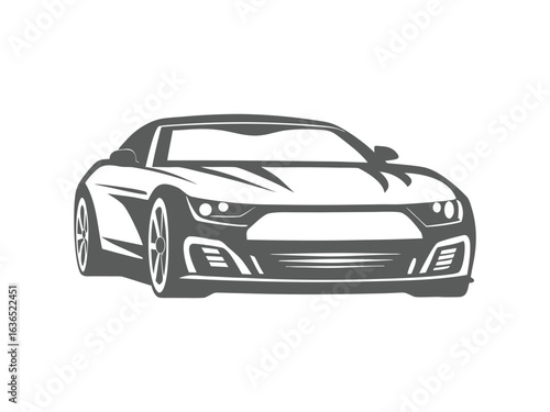 Sleek grey sports car front view stylized graphic illustration automobile vehicle