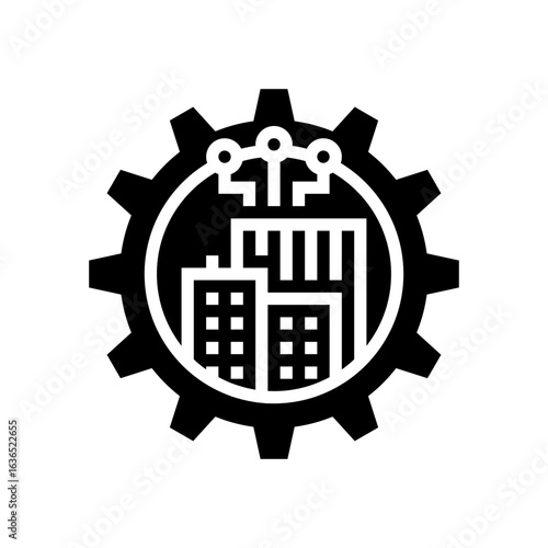 city infrastructure urbanization glyph icon vector illustration