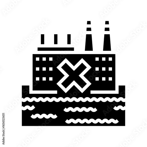 factory wover river glyph icon vector illustration