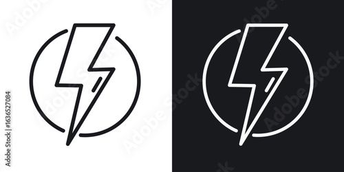 Thunder bolt icon. Thin Linear Style Designs for web design and infographics