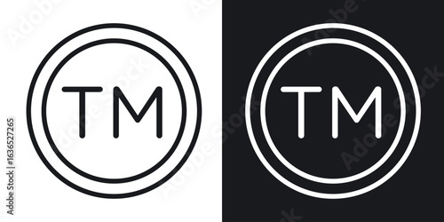 TM trademark icon. Thin Linear Style Designs for web design and infographics