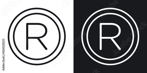 Registered trademark icon. Thin Linear Style Designs for web design and infographics