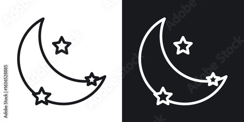 Night icon. Thin Linear Style Designs for web design and infographics