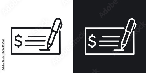 Money check icon. Thin Linear Style Designs for web design and infographics