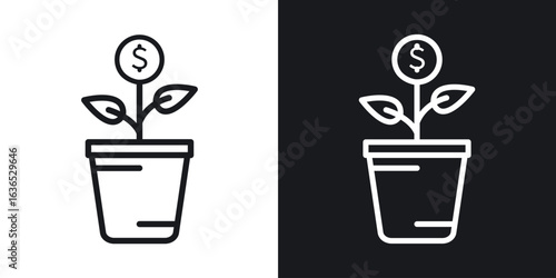 Investment tree icon. Thin Linear Style Designs for web design and infographics