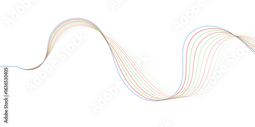 Minimal abstract colorful background with curved lines and elegant wave pattern design. Digital energy waves technology concept modern backdrop design for business, presentation, banner.