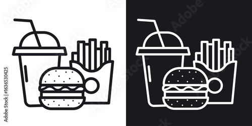 Fast food icon. Thin Linear Style Designs for web design and infographics