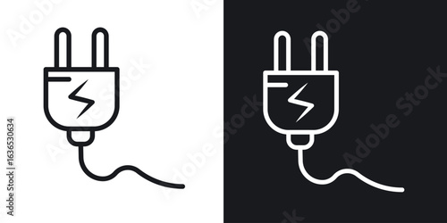 Electric plug icon. Thin Linear Style Designs for web design and infographics