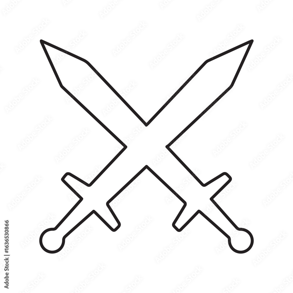 Obraz premium Battle crossed fight line icon