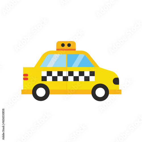 Yellow taxi cab with checkered pattern on door vehicle transportation
