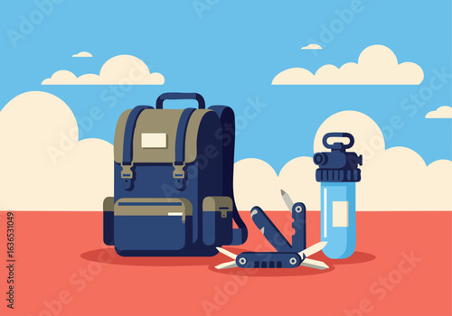 Meshtastic Theme Outdoor Preparedness Gear Backpack Water Bottle Multitool