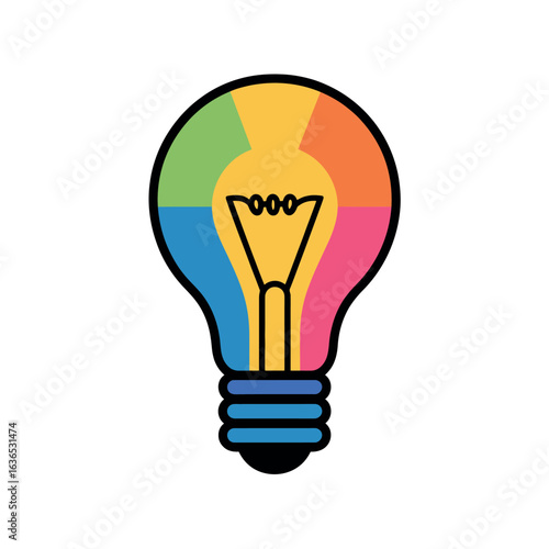 Colorful light bulb with segmented glass and filament idea innovation