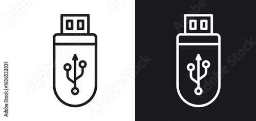 USB icon. Thin Linear Style Designs for web design and infographics