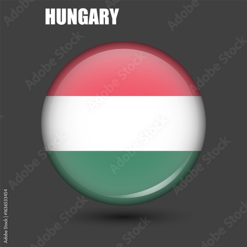 Free Download National flag of Hungary in circle shape.Vector.Round 3d flag icon withhigh detail.Spherical flag illustration. - GFXLoad