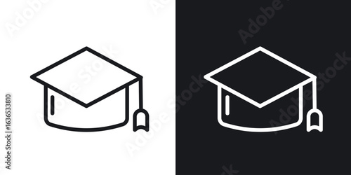 Graduation cap icon. Thin Linear Style Designs for web design and infographics