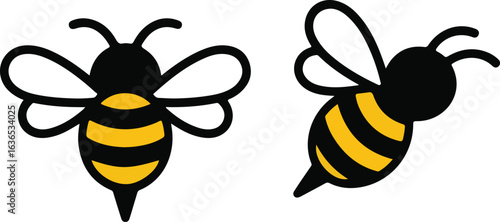 Cute bee cartoon character vector illustration of a happy bumblebee flying with a sweet honey jar
