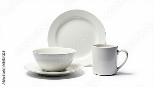 Wallpaper Mural White ceramic tableware set against a white background. Torontodigital.ca