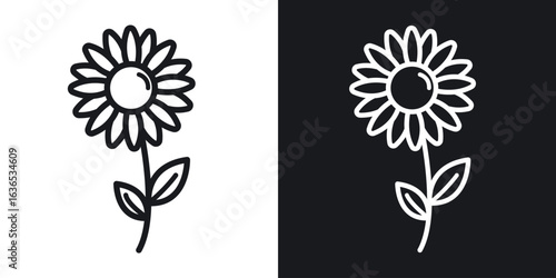 Sunflower icon. Thin Linear Style Designs for web design and infographics