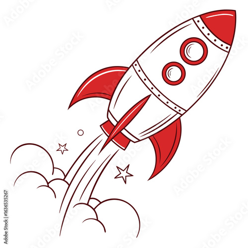 Minimal Rocket Icon in Flat Style – Red and White Vector Symbol for Startups, Innovation, and Technology Concepts. svg

