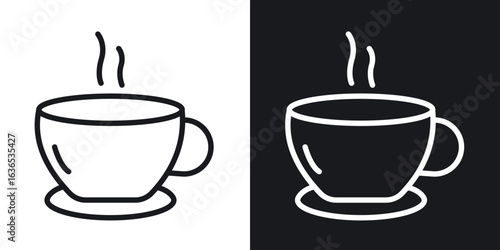 Hot coffee cup icon. Thin Linear Style Designs for web design and infographics