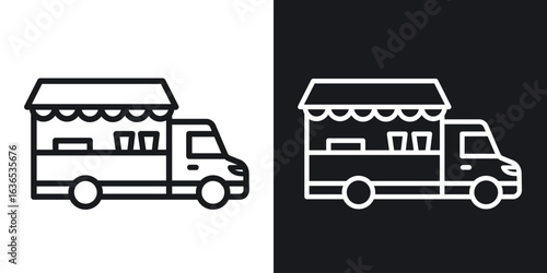 Food truck icon. Thin Linear Style Designs for web design and infographics