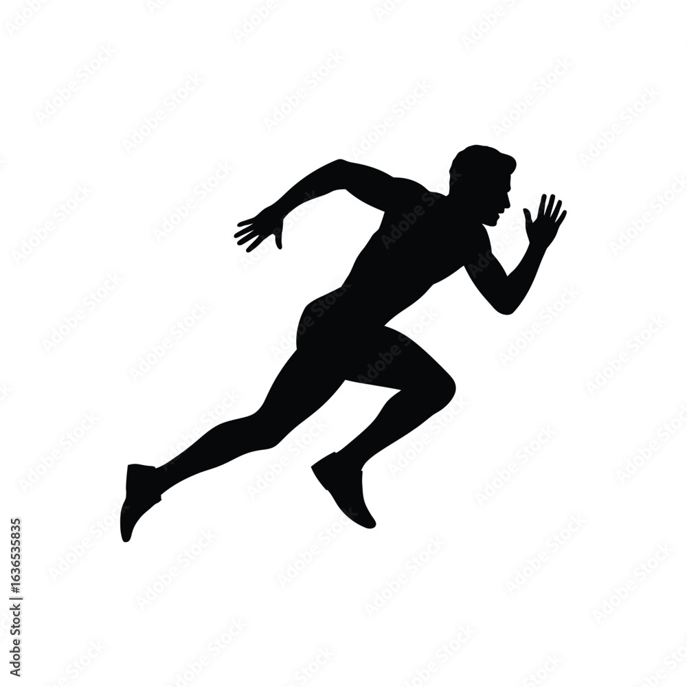 Sprinter Running Man Vector Silhouette - Sport Athlete Icon Sprinter Running Man Vector Silhouette - Sport Athlete Icon