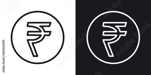 Indian rupee icon. Thin Linear Style Designs for web design and infographics