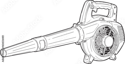 Leaf Blower Outline Vector Illustration