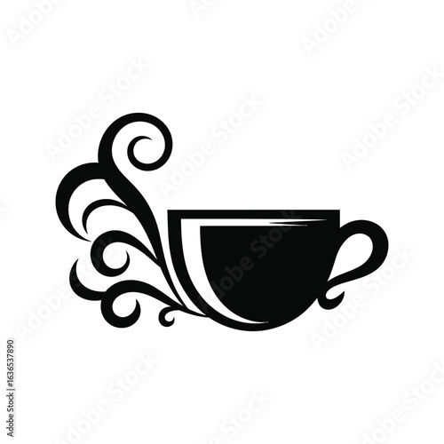 Sip and savor mastery coffee cup icon in black brewing excellence essence Silhouette coffee cup Design.
