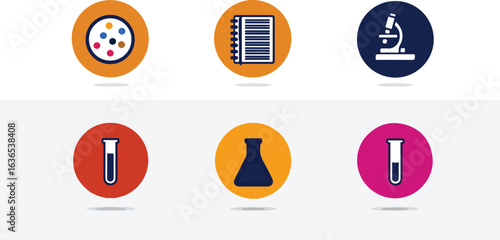 Laboratory equipment icons flat design