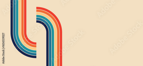 Retro abstract background with rainbow
