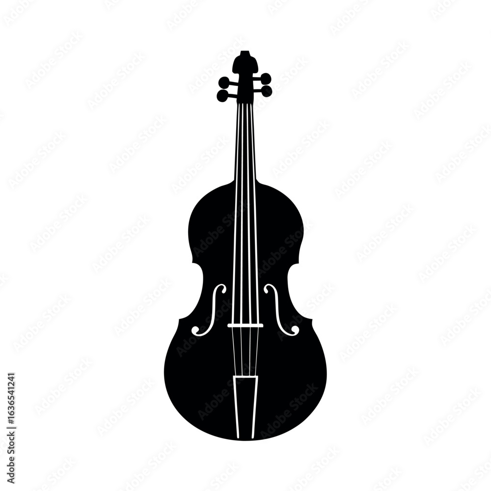 Fototapeta premium Classical cello silhouette on white background.