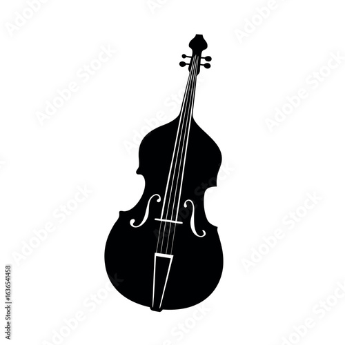 Double bass silhouette on white background
