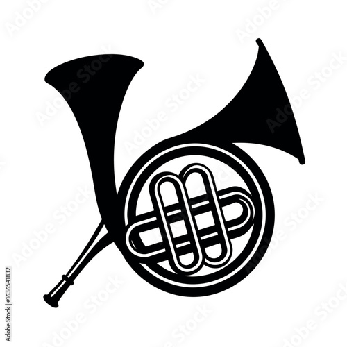 Classic French horn instrument silhouette