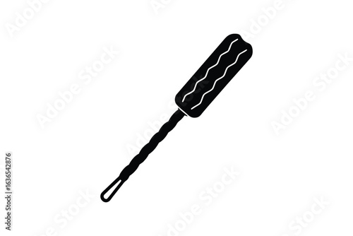 Isolated Black and White Dusting Tool Silhouette on White Background Featuring a Distinctive Silhouette Style Depicting Cleaning Supplies
