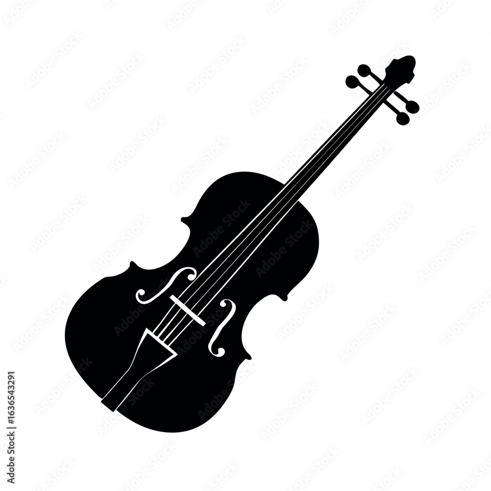 Fototapeta premium Violin silhouette isolated on white background.