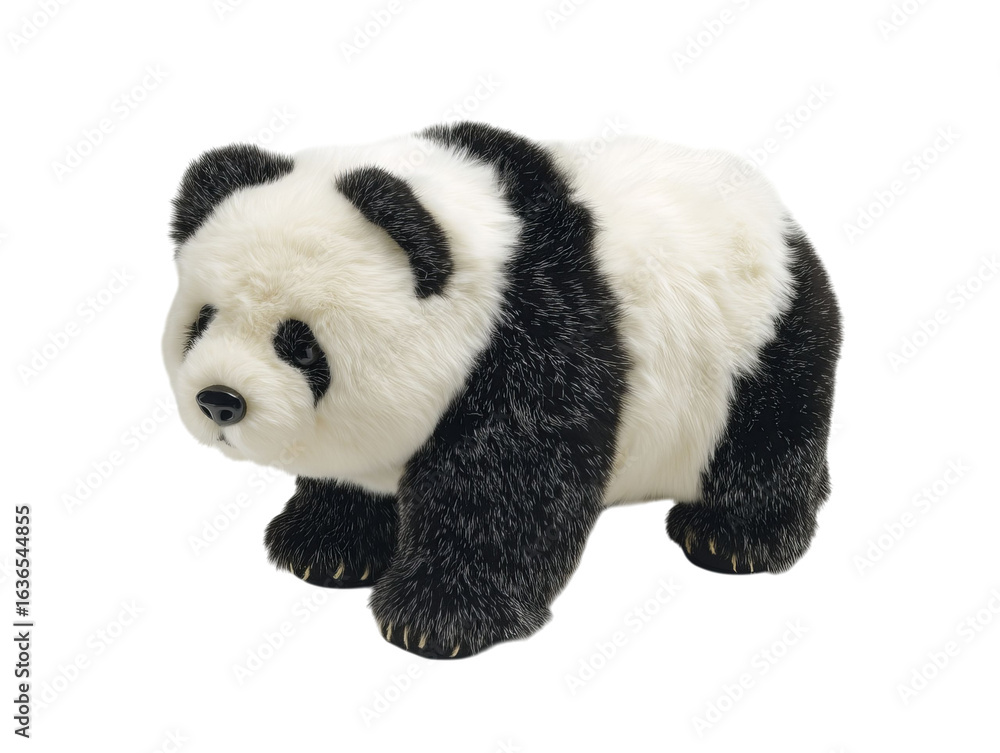 Obraz premium PNG of Adorable plush toy panda bear with soft black and white fur, perfect for cuddling and playtime. - on Transparent or White BG