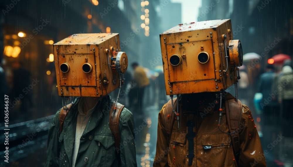 Fototapeta premium people with robot heads