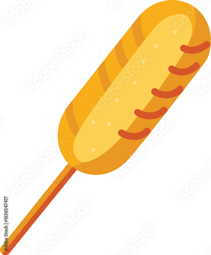 Corn dog on a stick isolated on white background