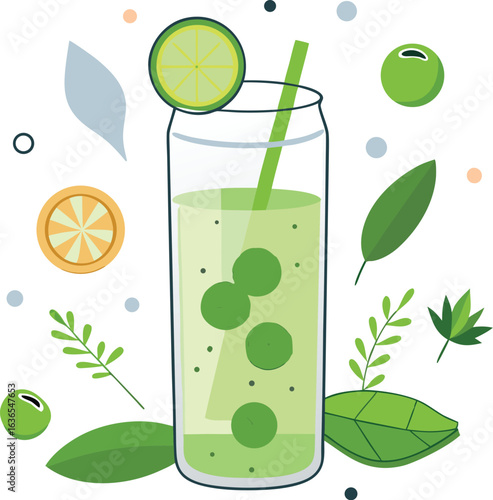 Refreshing detox water with herbs and cucumber