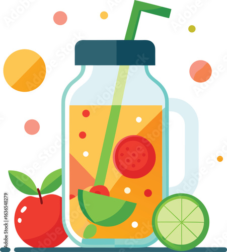 Refreshing fruit infused detox water on white background