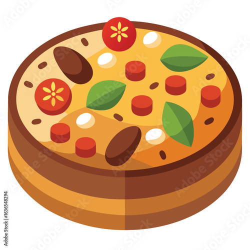 Festive fruitcake with nuts and dried fruits illustration