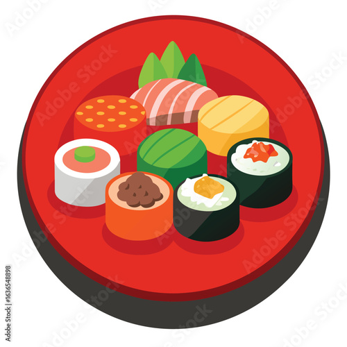 Japanese sushi platter with fresh ingredients