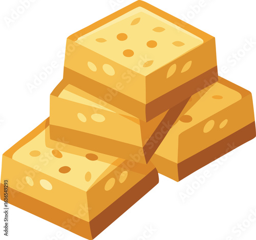Sweet indian milk barfi slices on white